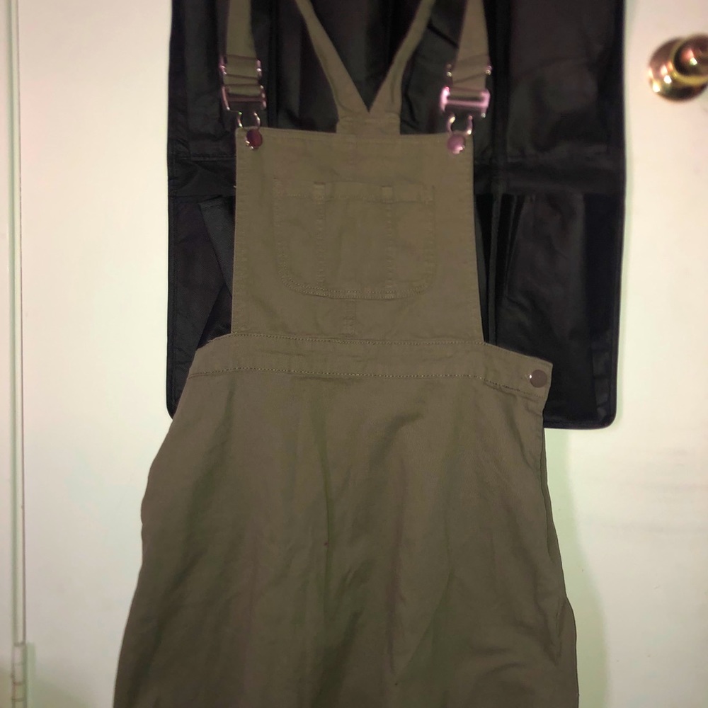 Women’s Military Green Overall Dress with Buttons